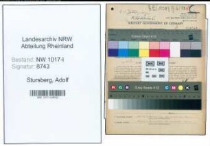 Entnazifizierung Adolf Stursberg , geb. 10.12.1901 (Hammerschmied)