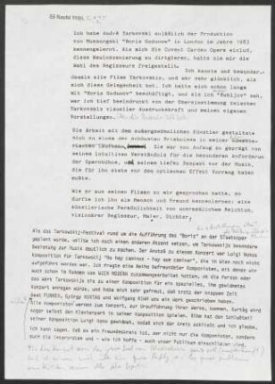 Text von C. Abbado über Andrej Tarkovskij (frühe Fassung)