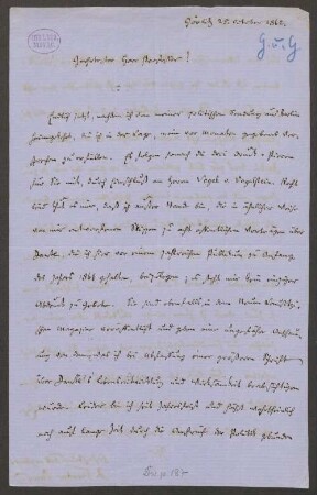 Theodor Paur (1815-1892) Autographen: Brief von Theodor Paur an Rudolf Markgraf - BSB Autogr. Paur, Theodor