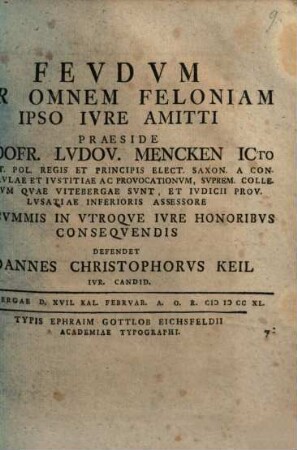 Fevdvm Per Omnem Feloniam Ipso Ivre Amitti