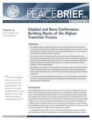 Istanbul and Bonn conferences : building blocks of the Afghan transition process