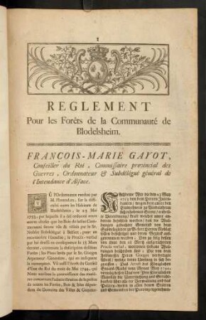 1-3, Reglement Pur les Forêts de la Communauté de Blodelsheim