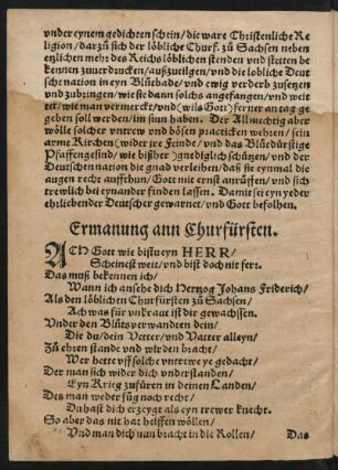 Ermanung ann Churfürsten.