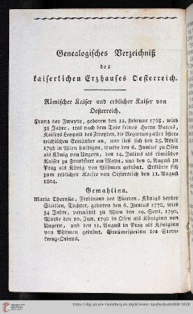 Genealogisches Verzeichnis des kaiserlichen Erzhauses Oesterreich