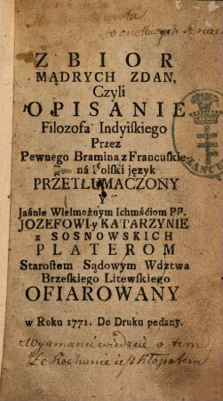 Zbior mądrych zdan, czyli opisanie filozofa indyiskiego