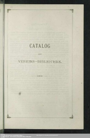 Catalog der Vereins-Bibliothek
