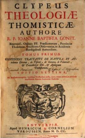 Clypeus theologiae Thomisticae. 1