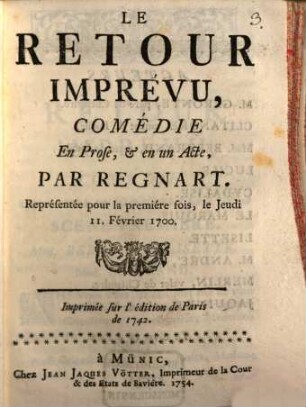 Le retour imprévu : comédie en prose & en un acte