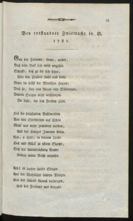 Bey entstandener Zwietracht in G. 1781.