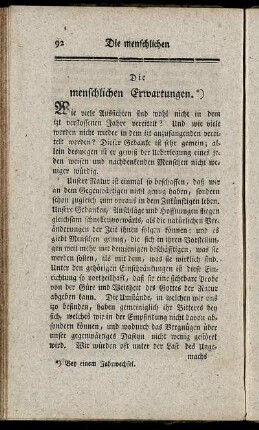 Die menschlichen Erwartungen.