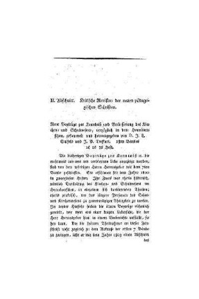 Kritische Revision der neuen pädagogischen Schriften