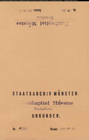 Wennemar von Aschebrock, Domkellner zu Münster, läßt Marie Lütke Brügmans, Bernhard und Else Lütke Brugmans eheliche Tochter im Kirchspiel Nordwalde, Bauerschaft Suttrup, frei.