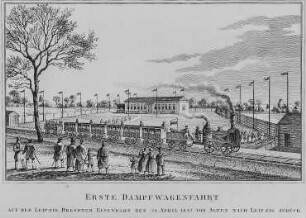 Erste Dampfwagenfahrt auf der Leipzig-Dresdner Eisenbahn, den 24. April 1837