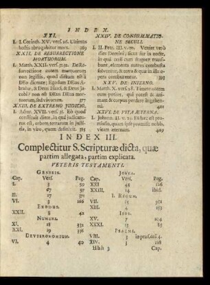 Index III. Complectitur S. Scripturae dicta ...