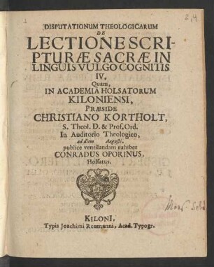 4: Disputationum Theologicarum De Lectione Scripturae Sacrae In Linguis Vulgo Cognitis ...