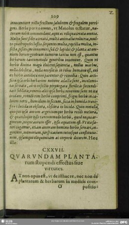CXXVII. Quarundam Plantarum stupendi effectus sive viurtutes