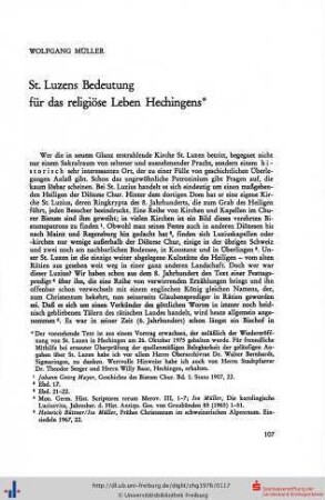 St. Luzens Bedeutung für das religiöse Leben Hechingens.