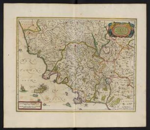 Karte vom Territorium Siena, ca. 1:540 000, kolorierter Kupferstich, 1645 : Territorio Di Siena con il Ducato di Castro / Ioannes Ianssonius excudit. - [Ca. 1:540.000]. - [Amsterdam] : Ioannes Ianssonius, [1645]. - 1 Kt : Kupferst ; 47 x 37 cm. - Maßstab in graph. Form (Milliaria Italica communia, Milliaria Germanica communia)