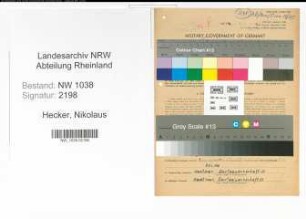 Entnazifizierung Nikolaus Hecker , geb. 25.08.1889 (Lagerverwalter)