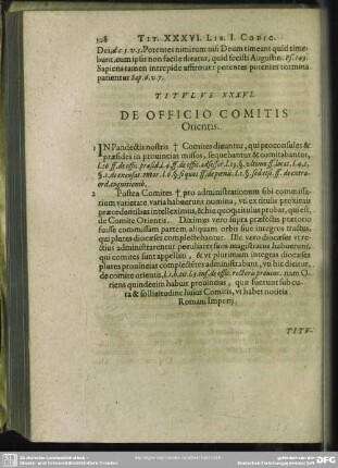Titulus XXXVI. De Officio Comitis Orientis
