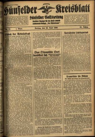 Erste Ausgabe vom Freitag, den 26. Juni 1936.