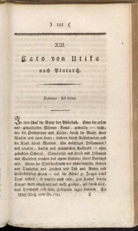 XIII. Cato von Utika nach Plutarch.