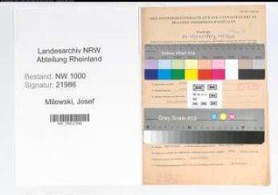 Entnazifizierung Josef Milewski, geb. 20.10.1903 (Musiker)