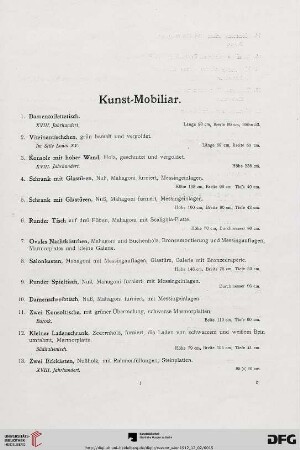 Kunst-Mobiliar (Nr. 1-135)
