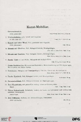 Kunst-Mobiliar (Nr. 1-135)