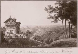 Großer Winterberg, Gasthaus auf dem Gipfel mit Blick ins Elbtal