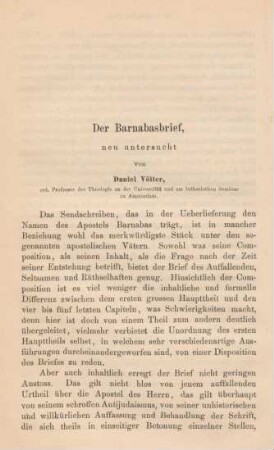 106-144 Der Barnabasbrief, neu untersucht