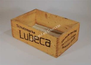 Transportkiste für Nußnougat der Firma "Lubeca"