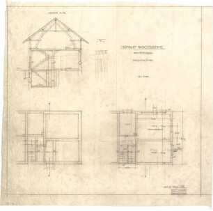 Littmann, Max; Bocksberg; Hofgut, Remisenbau - Waschküche (Grundrisse, Schnitt)