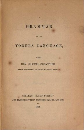 A grammar of the Yoruba language