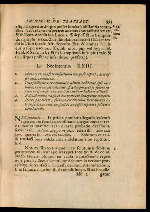 L. Nec intentio. XXIII.