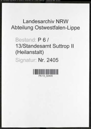 Sterberegister Standesamt Suttrop II