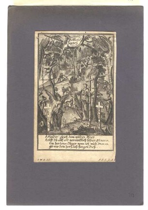 Darstellung Jesu als Fänger der sündigen Herzen (kleines Andachtsbild)