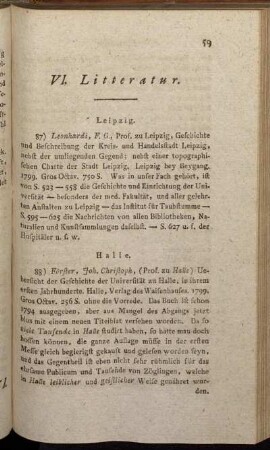 VI. Litteratur.