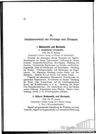 I. Mathematik und Mechanik