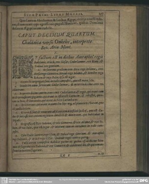 Caput Decimum Quartum. Chaldaica versio Onkelos, interprete Ben. Aria Mont.