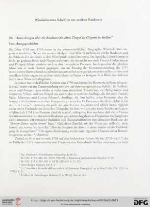 Winckelmanns Schriften zur antiken Baukunst