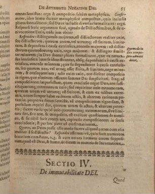 Sectio IV. De immutabilitate DEI.