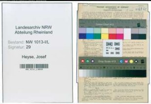 Entnazifizierung Josef Heyse , geb. 17.03.1900 (Elektroschweisser)