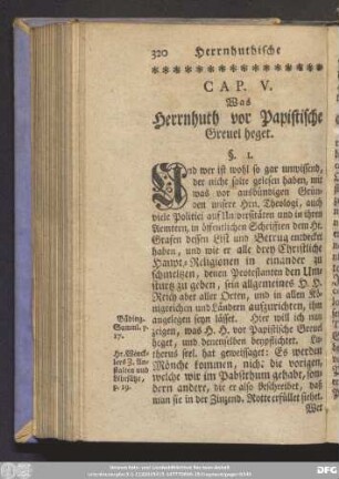 Cap. V. Was Herrnhuth vor Papistische Greuel heget.