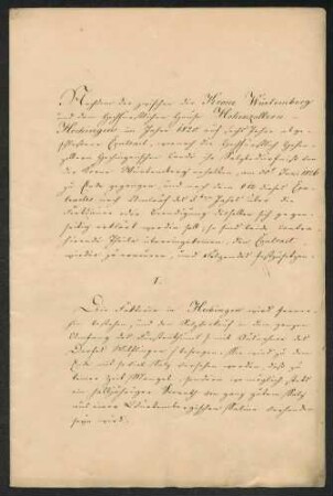 Salzvertrag zwischen Württemberg und Hohenzollern-Hechingen für die Zeit vom 30. Juni 1826 bis 30. Juni 1832, 1826.