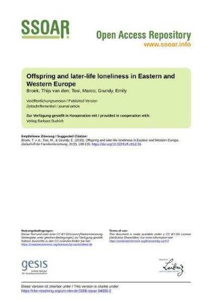 Offspring and later-life loneliness in Eastern and Western Europe
