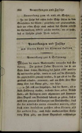 Anmerkungen und Zusätze zum fünften Buche der Elemente Euklids.