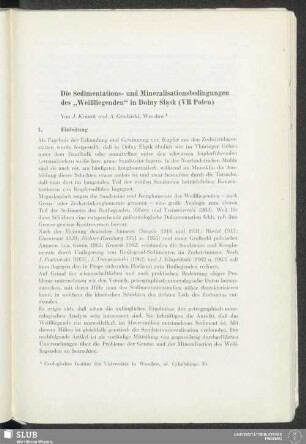 Die Sedimentations- und Mineralisierungsbedingungen des "Weißliegenden" in Dolny Slask (VR Polen)