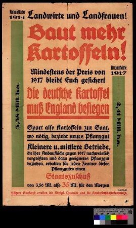 Baut mehr Kartoffeln! Die deutsche Kartoffel muß England besiegen