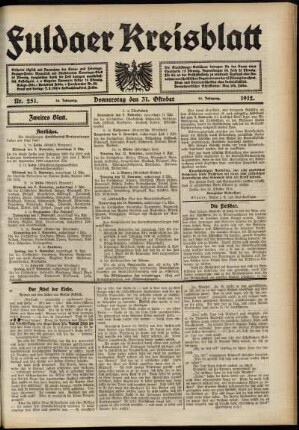 Zweite Ausgabe vom Donnerstag, den 31. Oktober 1912.